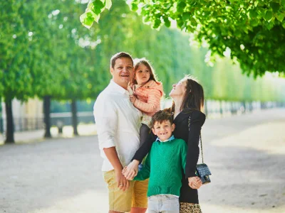 happy family enjoying their trip