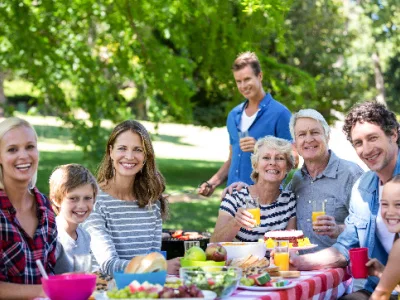 happy family on picnic
